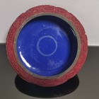 Antique Chinese Hand Carved Cinnabar Bowl Red Lacquer Blue Enamel Cloisonn   8 