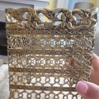 Vintage Mcm Square Tissue Holder Gold Filigree Box Cover Footed Floral