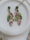 Glass Stone Necklace Earrings Set Rhinestone Prom Pageant Jewelry Pink Green