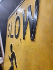 Vintage High Relief  slow School  Child Running Warning Sign