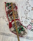 Vtg Needlepoint Stocking Kittens   Puppies Red Backing 