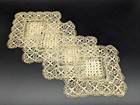 Antique Handmade Square Scalloped Edge Maltese Bobbin Lace Doily Set Of 4