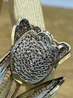 Antique White Enamel 800 Silver Vermeil Filigree Floral Brooch 2 25   