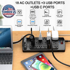 18 Outlets Surge Protector Power Strip - 6 Feet Flat Plug Heavy Duty Extension C