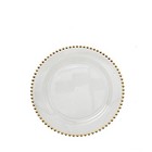 Clear Gold 10 Round 8  Plastic Salad Plates Beaded Rim Party Events Decorations