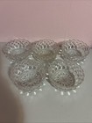 Set Of 5 Vintage Clear Glass Dessert Bowls Diamond   Teardrop 4    Diameter