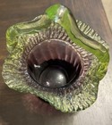 Stunning Antique Victorian Cranberry   Vaseline Uranium Glass Basket     Hand Blow