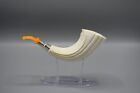 Silver Spigot Colonial Horn Pipe New Block Meerschaum Handmade Fitted Case 663