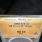 1960-d Lincoln Memorial Cent Small Date large Date Fs-101 Anacs Ms64 Rd