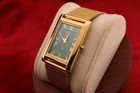        Vintage Seiko Slim Quartz Gentlemen s Green Dial   Golden Mesh Band Watch