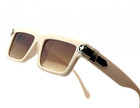 Men Sunglasses White Beige Tortoise Frame Hip Hop Style Rapper Gangster Model