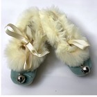 Vintage 1940s Mrs Day s Ideal Baby Shoes Bells Fur Trim Size 2 W Box Crib Shoes