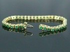 7 00ct Round Cut Green Emerald Tennis Bracelet 14k Yellow Gold Finish 7 Inches