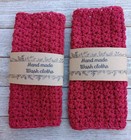 Handmade Crochet Washclothes Wash Cloth Spa Bath Reusable Deep Red Set