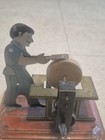 Vintage Toy Wind Up Knife Sharpener Tin Litho Man Sharpening Stone Metal Windup