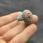 Ancient Roman Style Bronze With Jasper Intaglio Stone Ring With Rare Patina 