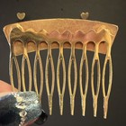 Art Deco Enamel Floral Hair Comb Metal Gold Black Blue Green Pink Vintage