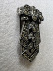 Antique Edwardian Sterling Silver Marcasite Dress Clip - 15 3 Grams - 1 5    Long