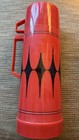 Vintage Mcm Aladdin Thermos With Red   Black Diamond Pattern 32oz  1 Qt 