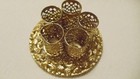 Beautiful Mid Century 5 Slot Filigree   Roses Gold Tone Metal Lipstick Holder 