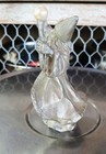 Fantasy Wizard Figurine Holding Staff W  Orb Pewter Metal  Pink Gem
