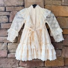 Vintage Miss Giddy Ivory Lace Ruffle Tiered Dress Girls Size 4 Victorian 67441