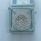 3ct Round Cut Vvs1 Diamond Cluster Circle Pendant 14k White Gold Over Free Chain
