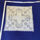 Vintage Hand Embroidered 10    Linen Drawn Thread Lace Handkerchiefs 2 Pc Lot