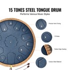 Steel Tongue Drum 14 In 15 Notes Rain Drum For Outside D Major Navy Blue