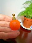 Orange Mold Blown Figural Perfume Bottle Mercury Glass Dauber Mini Empty