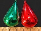 Vintage Red Green Teardrop Christmas Ornaments Plastic Starburst Mid Century 