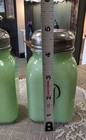Jadeite Monogram Salt   Pepper Shakers Set - New Mosser Glass Vintage Style   
