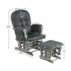Baby Nursery Relax Rocker Rocking Chair Glider   Ottoman Set W  Cushion Dark