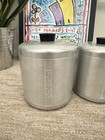 Vintage Mid Century Modern Brush Aluminum Flour  Sugar  Tea Canisters Set 1950s