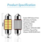 2x 31mm Festoon De3175 Led Map Dome Interior Light Bulb 6000k Super Bright White