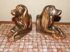 Vintage 1946 Saxton Chavalas Bronze Art Deco Hunting Dog Pointer Bookends Pair