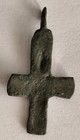 Wearable Ancient Byzantine Bronze Cross Pendant With Saint 1200-1400 Ad