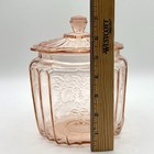 Anchor Hocking Mayfair Open Rose Pink Depression Glass Biscuit Cookie Jar W  Lid