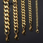 14k Gold Plated Stainless Steel Cuban Curb Chain Necklace Bracelet 5mm-22inch