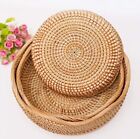 3 Rattan Round Fruit Baskets  Natural Woven Wicker Storage Bowls