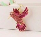 Beautiful Hummingbird Rhinestone Gold Key Chain Purse Backpack Charm Keychain