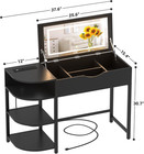 Cyclysio Vanity Desk With Flip Top Mirror And Lights  Black