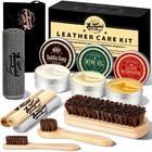 11 Pcs Leather Care Kit - Brushes  Saddle Soap  Waterproof Wax  Mink Oil  Shine