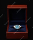 Blue Topaz Ring 925 Sterling Silver Asscher Cut Women   s Engagement Ring 