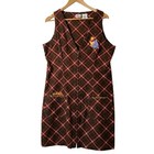 Vintage Winnie The Pooh Corduroy Dress Womens L Disney Store Embroidered Plaid