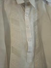 Vintage Tesoros Barong Tagalog Shirt Mens Ivory Embroidered  Organza Filipino Xl