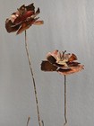 Mid-century Brutalist Mixed Metal Art Flower Sculpture Copper Brass On Wood Vtg