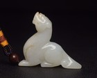 Ancient Chinese Mythical Beast Hand-carved Hetian White Jade Amulets Pendant417