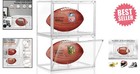 Transparent Football Display Case - 2 Pack  Uv And Dust Resistant With Oval Base