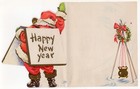 New Vintage Famous Artists Studios Santa Donation Kettle Christmas Greeting Card